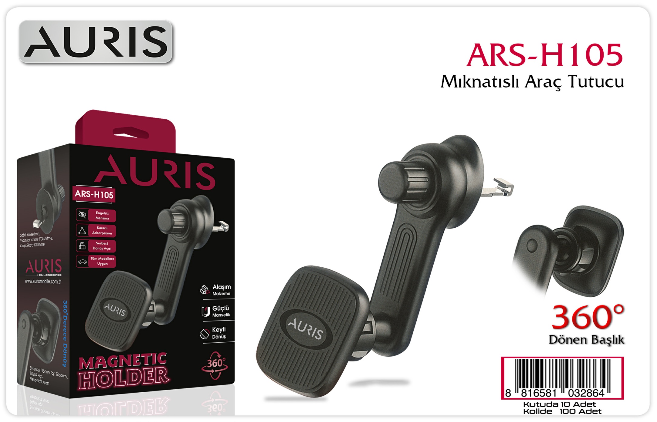 Auris ARS-H105 Mıknatıslı Araç Telefon Tutucu